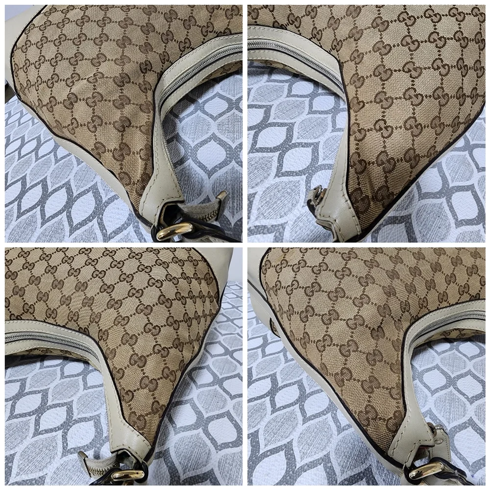 GUCCI Monogram Medium Lovely Heart Hobo Off White/Brown
